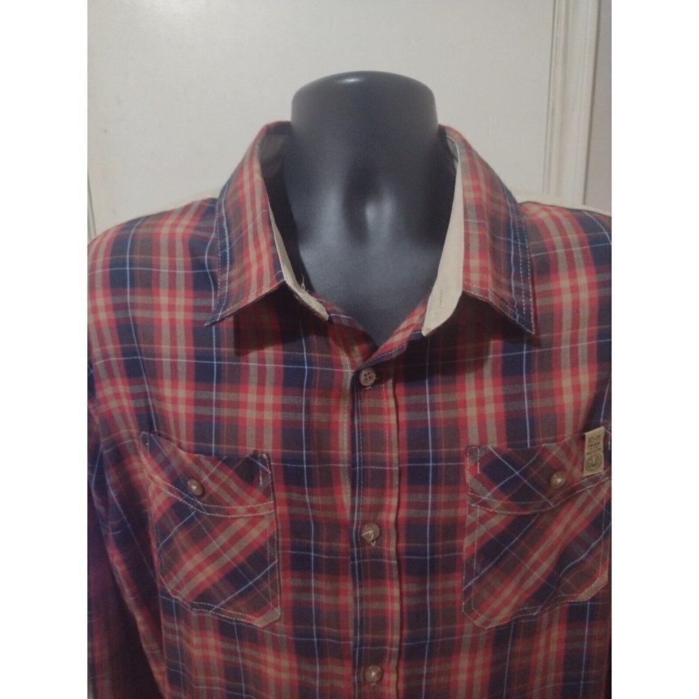 Men's Pride of The Nation Long Sleeve MultiColor Button Shirt 2XL Elbow Patch - Picture 4 of 11